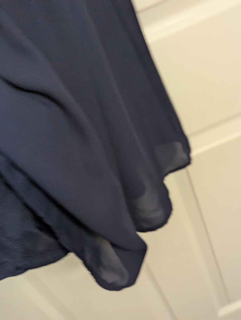 Entro Navy Blue Off Shoulder Ruffle Ric Rac Trim Shift Dress Small - Picture 4 of 7
